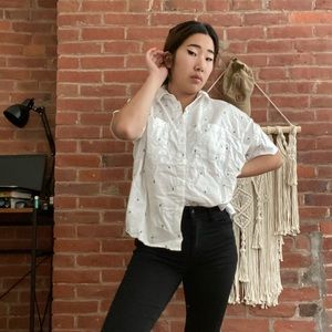 Madewell Embroidered Short Sleeve Button Down